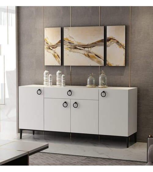 Buffet MOON blanc 4 portes 1 tiroir 160 cm blanc