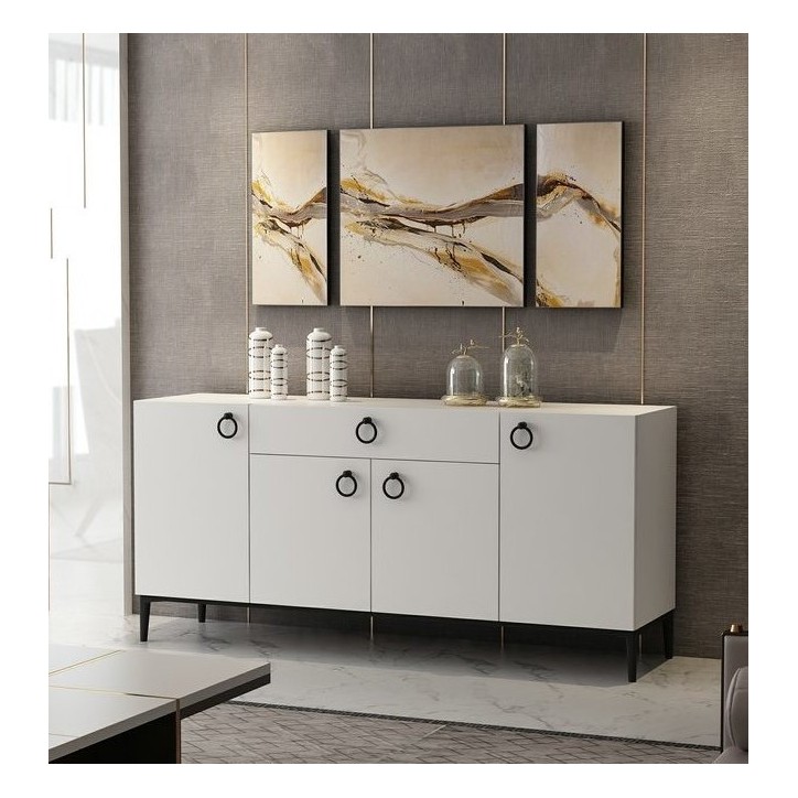 Buffet MOON blanc 4 portes 1 tiroir 160 cm blanc