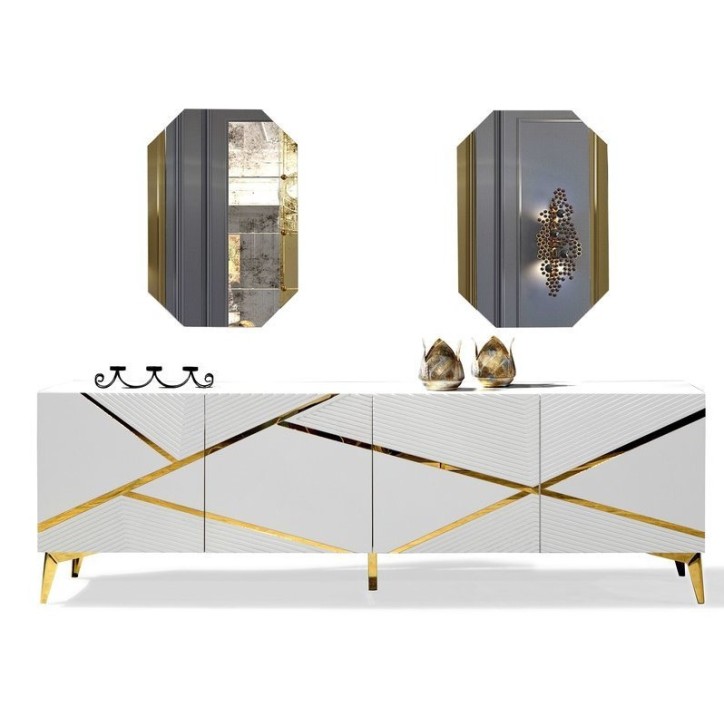 Credenza DIAMOND WHITE 4 porte 220 cm