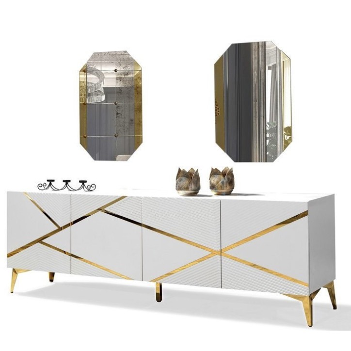 Credenza DIAMOND WHITE 4 porte 220 cm