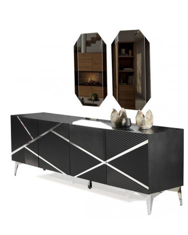 DIAMOND BLACK Credenza a 4 ante 220 cm