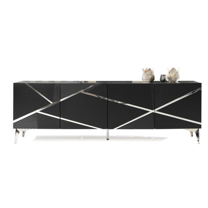 Aparador  4 puertas DIAMOND negro 220 x 73 x 45 cm