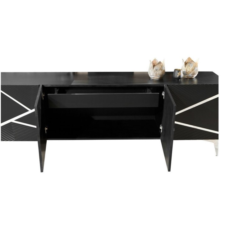 Aparador  4 puertas DIAMOND negro 220 x 73 x 45 cm