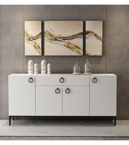 Buffet MOON blanc 4 portes 1 tiroir 160 cm blanc