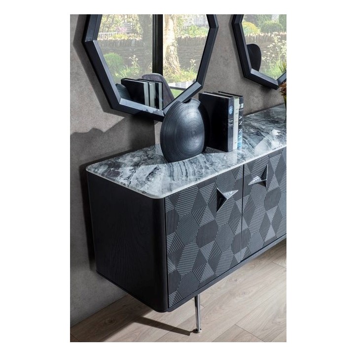Credenza a 4 ante INITIALE ANTRACITE - MARMO GRIGIO