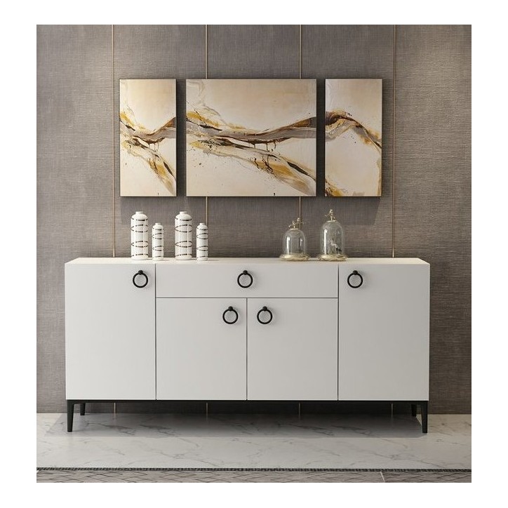 Buffet MOON blanc 4 portes 1 tiroir 160 cm blanc