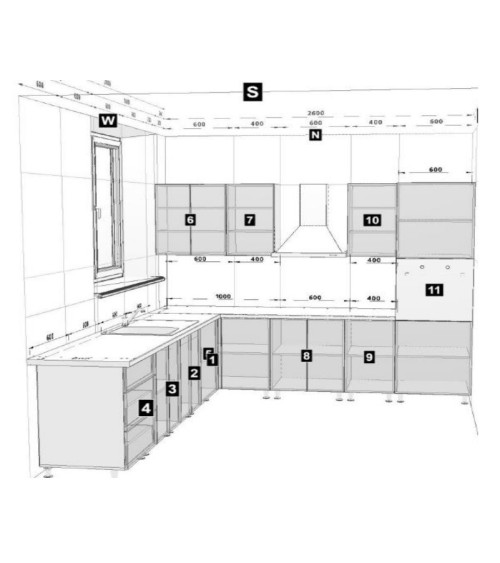 Cuisine d'angle GLORY II LAVE MAT