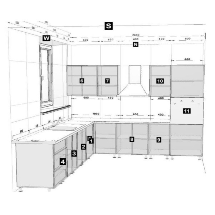 Cuisine d'angle GLORY II LAVE MAT