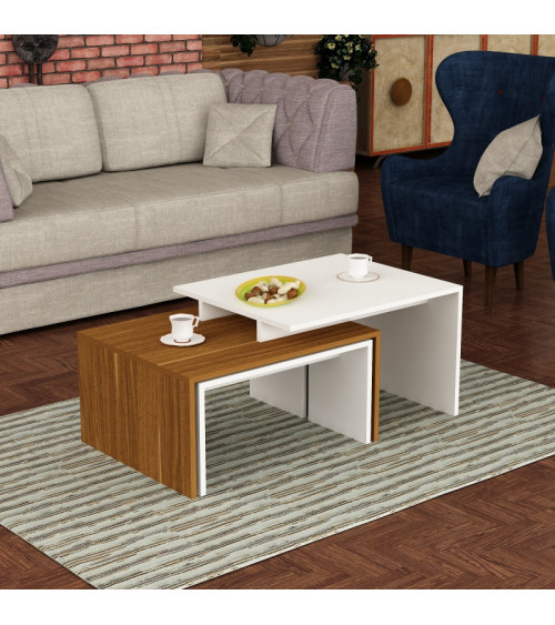 Tavolino DILARA 105 cm bianco e legno