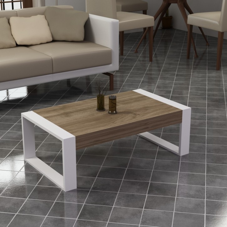 Mesa de centro RETRO de roble blanco 90 cm