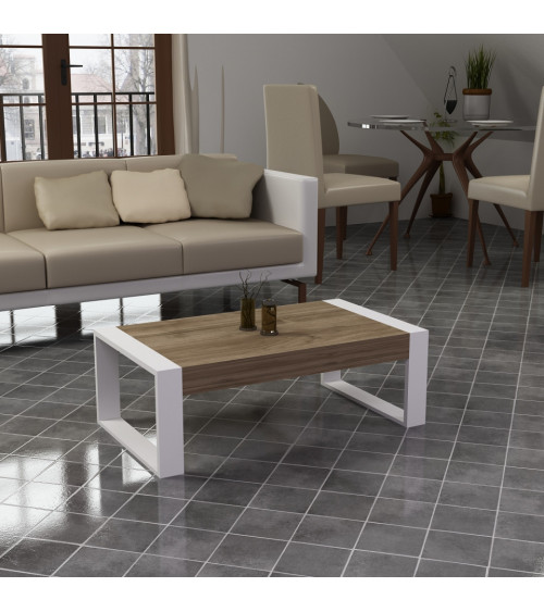 Table basse RETRO 90 cm blanc-chêne