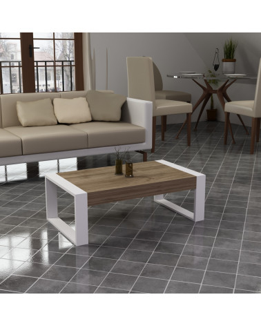 Table basse RETRO 90 cm blanc-chêne