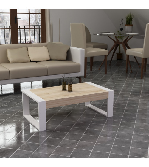 Mesa de centro RETRO de pino blanco 90 cm