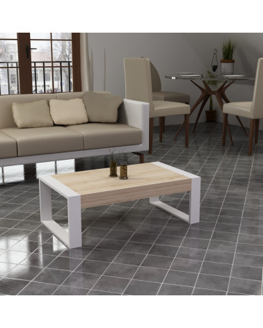 Table basse RETRO 90 cm blanc-pin