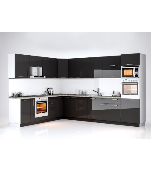 Cuisine d'angle GLORY noir brillant
