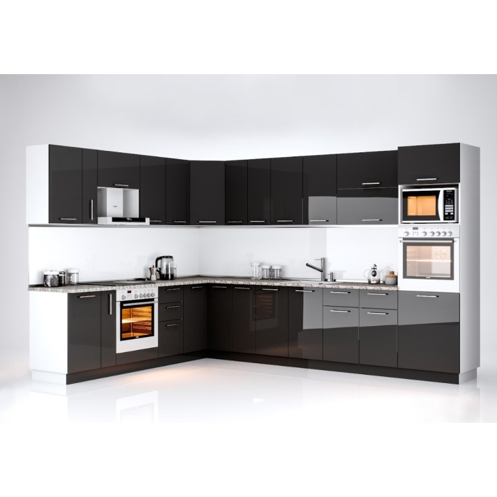 Cuisine d'angle GLORY noir brillant