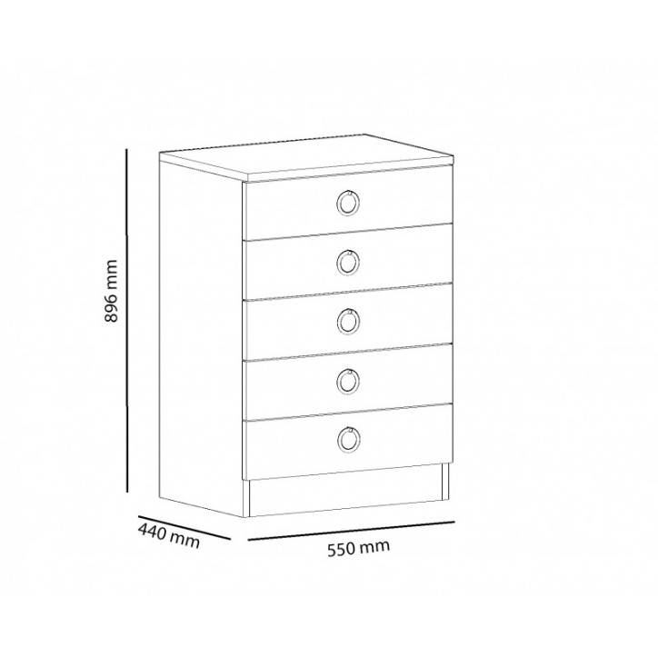 Cassettone NOVA a 5 cassetti