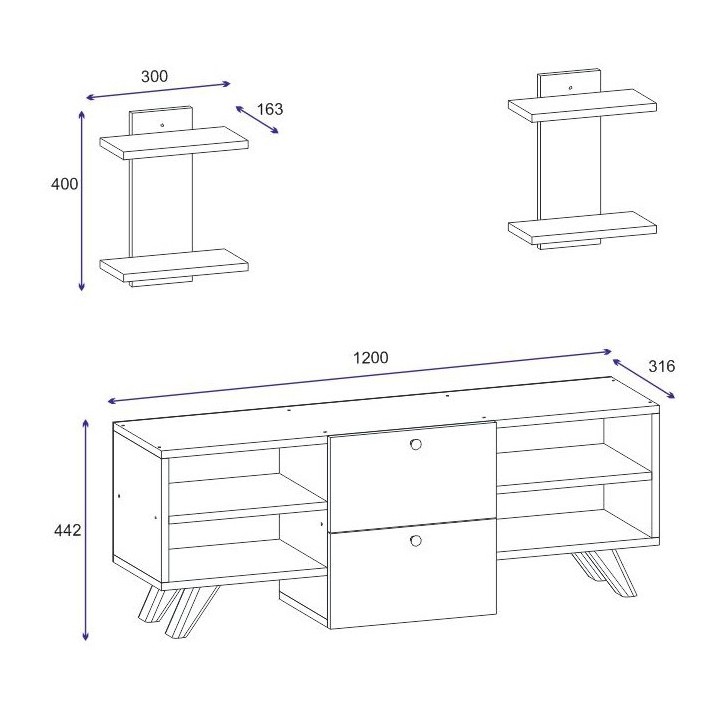Ensemble meuble TV ALMIRA