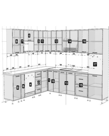 Cuisine d'angle GLORY noir brillant