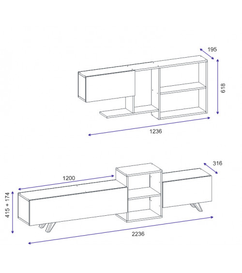 Tutti i mobili TV LOFT con LED