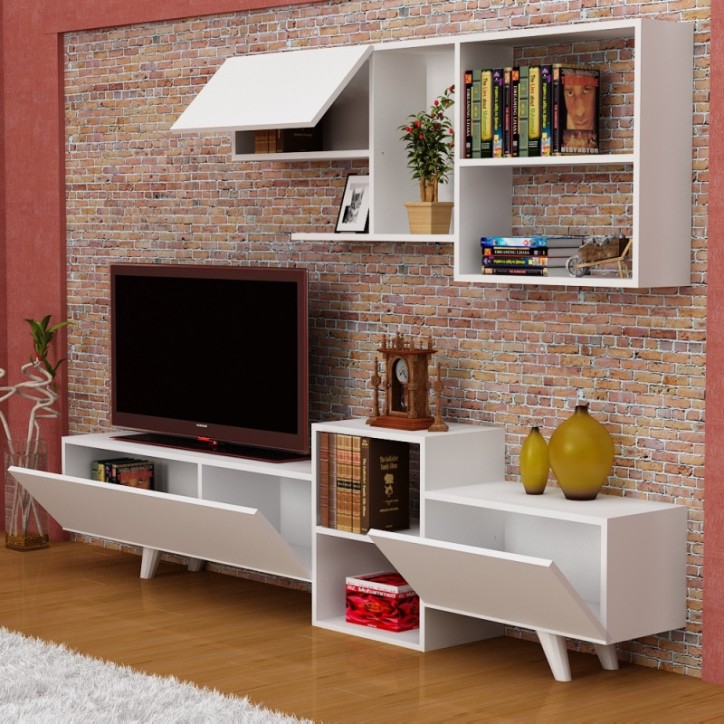 Ensemble meuble TV NEHIR 223 cm Blanc