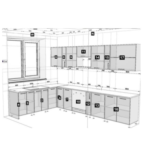 Cuisine d'angle GLORY noir et blanc brillant