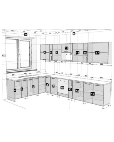 Cuisine d'angle GLORY noir et blanc brillant