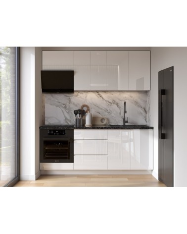 Cuisine MILLENIUM blanche laquée 200 cm