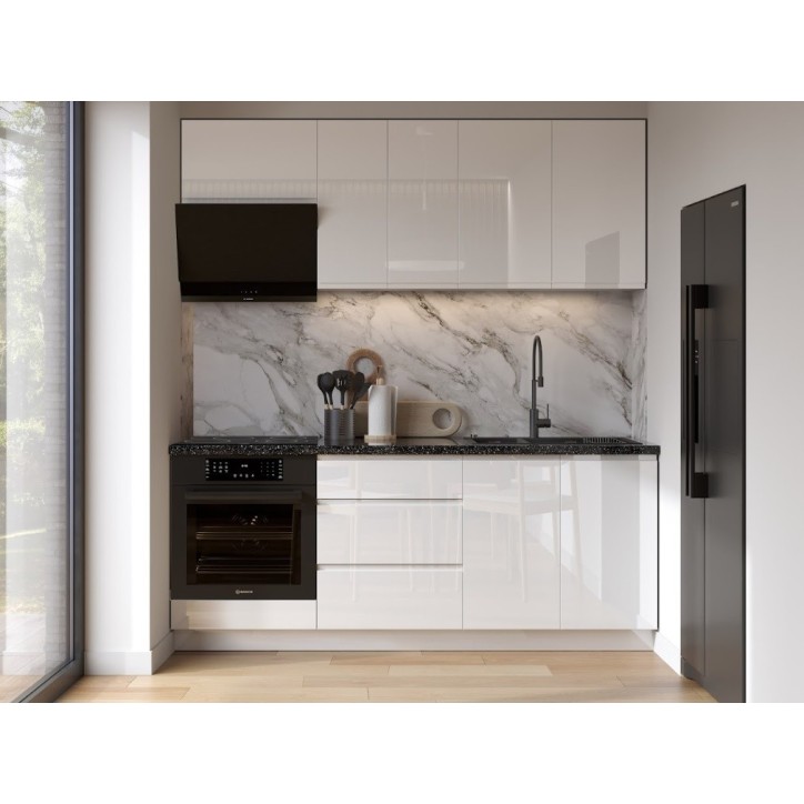 Cuisine MILLENIUM blanche laquée 200 cm