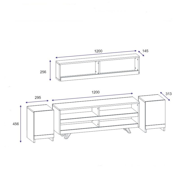 Set di porta TV GAMZE 120 cm bianco e noce Set di porta TV GAMZE 120 cm bianco e noce