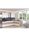 Ensemble cuisine en L ARTISAN blanc & chêne 285x110 cm
