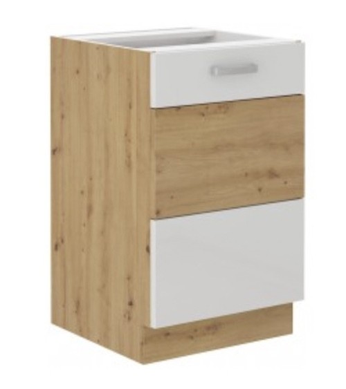 Ensemble cuisine en L ARTISAN blanc & chêne 285x110 cm