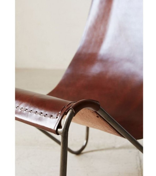 FAUTEUIL  MARRON  EN CUIR VÉRITABLE