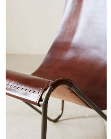 BRUINE FAUTEUIL VAN ECHT LEER