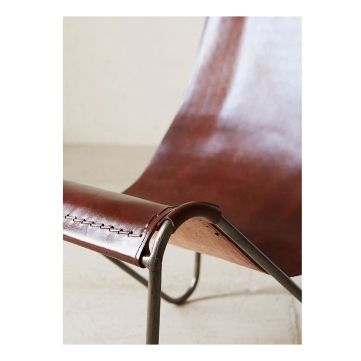 FAUTEUIL  MARRON  EN CUIR VÉRITABLE