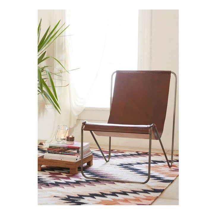 FAUTEUIL  MARRON  EN CUIR VÉRITABLE
