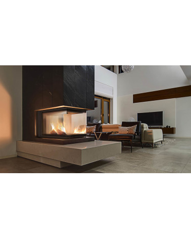 Inserto para chimenea de leña 3 lados acristalados y puerta de guillotina 11 kW NOLWENN