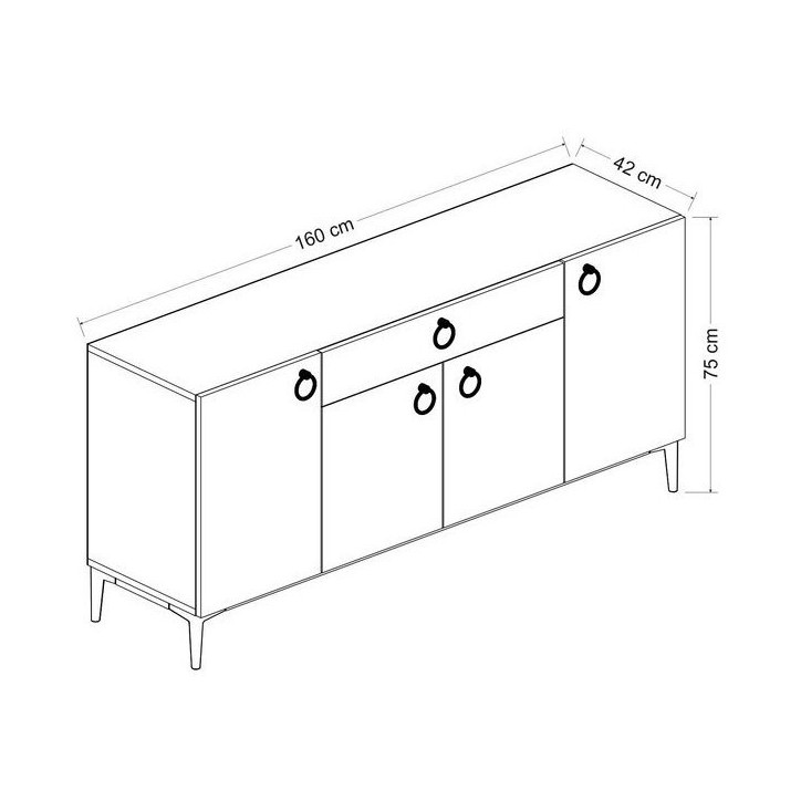 Buffet MOON blanc 4 portes 1 tiroir 160 cm blanc