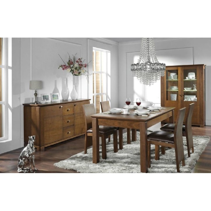 Salle à manger complète CASSETTI chêne massif foncé Salle à manger complète CASSETTI chêne massif foncé