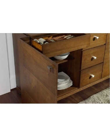 Salle à manger complète CASSETTI chêne massif foncé