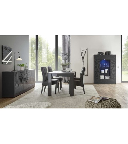 Salle à manger complète LUTHER 3 éléments anthracite