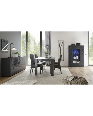 Salle à manger complète LUTHER 3 éléments anthracite