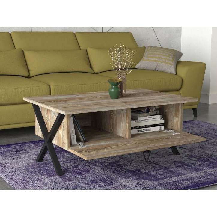 Table basse IRON  90cm chêne