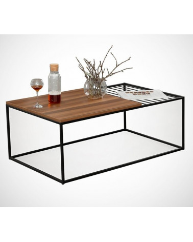 Table basse ZINUS 95 cm noyer et noir