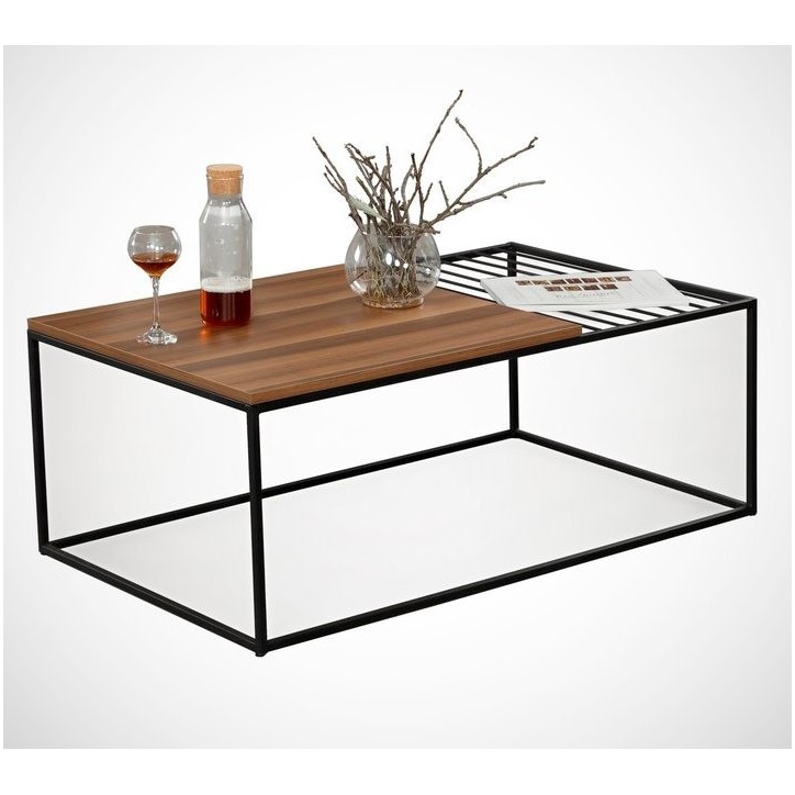 Tavolino ZINUS 95 cm in noce e nero