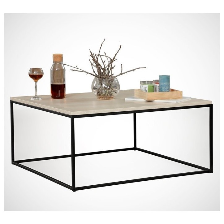 Table basse POLY 75 cm bois et noir