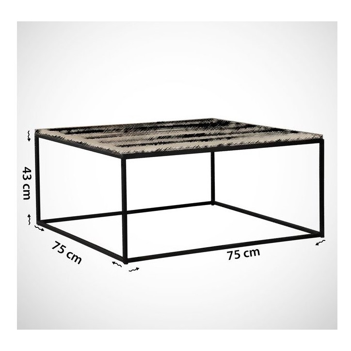 Table basse POLY 75 cm bois et noir