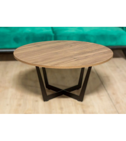 Table basse ronde  DIAMOND 90 cm chêne et noir