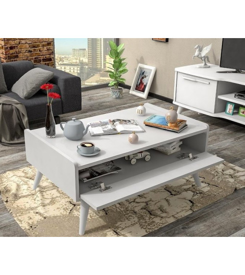 Table basse DEMRE  90cm blanc