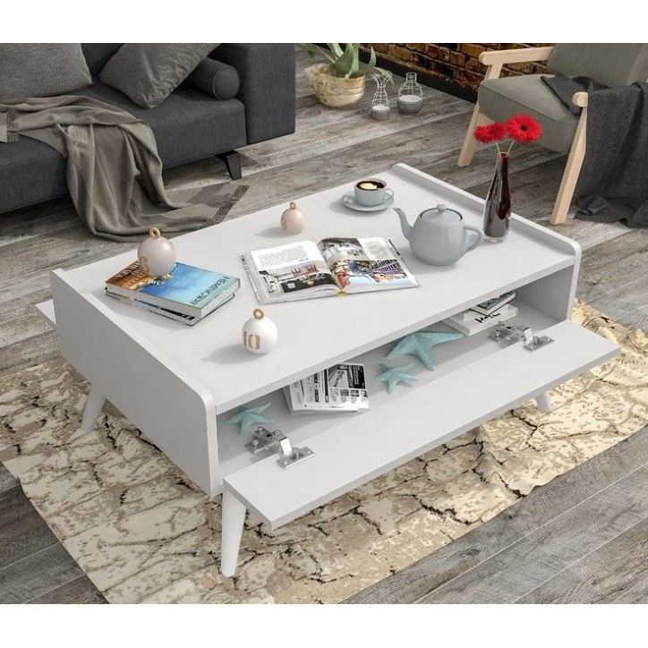 Table basse DEMRE 90cm blanc Table basse DEMRE 90cm blanc